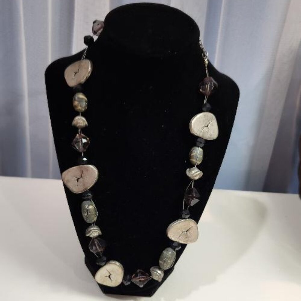 Chico's Boho Statement Necklace Featuring Mixed M… - image 1